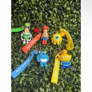Colorful Kids Character Keychain 5pcSet - Yellow, Blue, Green, Red
